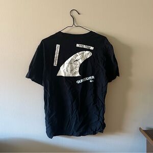 Quiksilver Black Tee with White Wave Graphic
